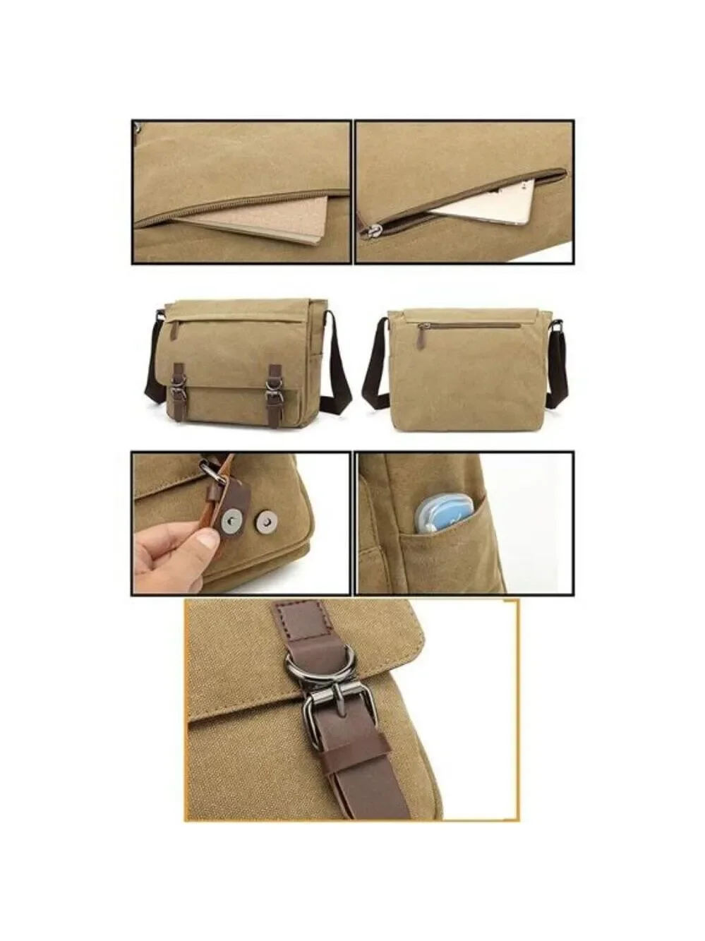 Canvas Messenger Bag Large Crossbody Shoulder Bag Travel Laptop Bag for Men Wome